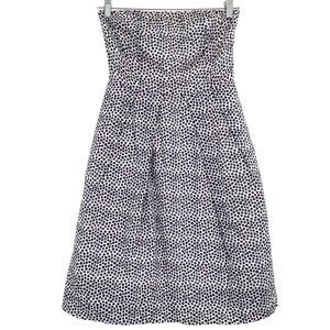 J. Crew Womens Lorelei Navy Blue Polka Dot White Seersucker Strapless Dress